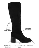 Journee Collection Women's Romilly Wide Width Calf Round Toe Block Heel Knee High Boots