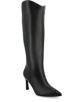 Journee Collection Women's Rehela Pointed Toe Stiletto Knee High Dress Boots