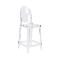 Emma+Oliver Ghost Counter Stool In Transparent Crystal With Oval Back