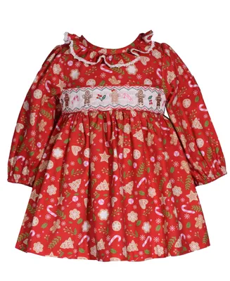 Bonnie Baby Baby Girls Long Sleeve Gingerbread Dress
