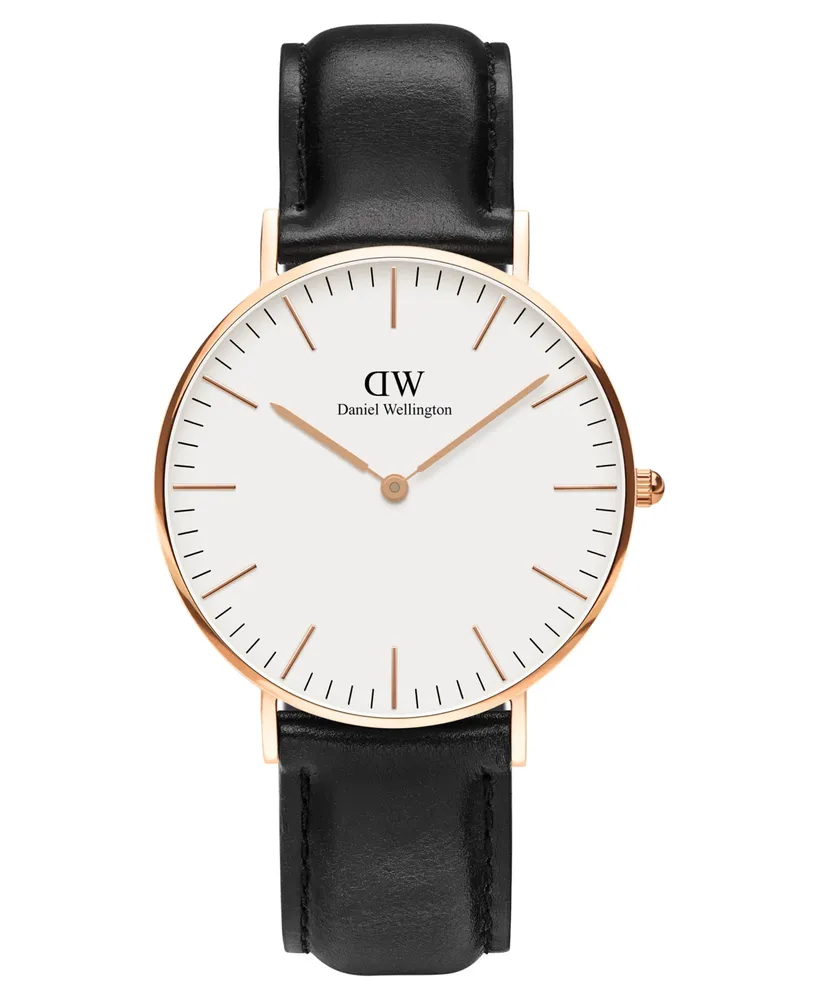 Daniel Wellington Unisex Classic Sheffield Black Leather Watch 36mm