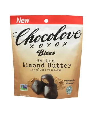 Chocolove Xoxox - Bites - Dark Chocolate Almonds and Sea Salt - Case of 8 - 3.5 oz.