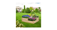 3-Tier Wooden Raised Garden Bed with Open-Ended Base-Natural