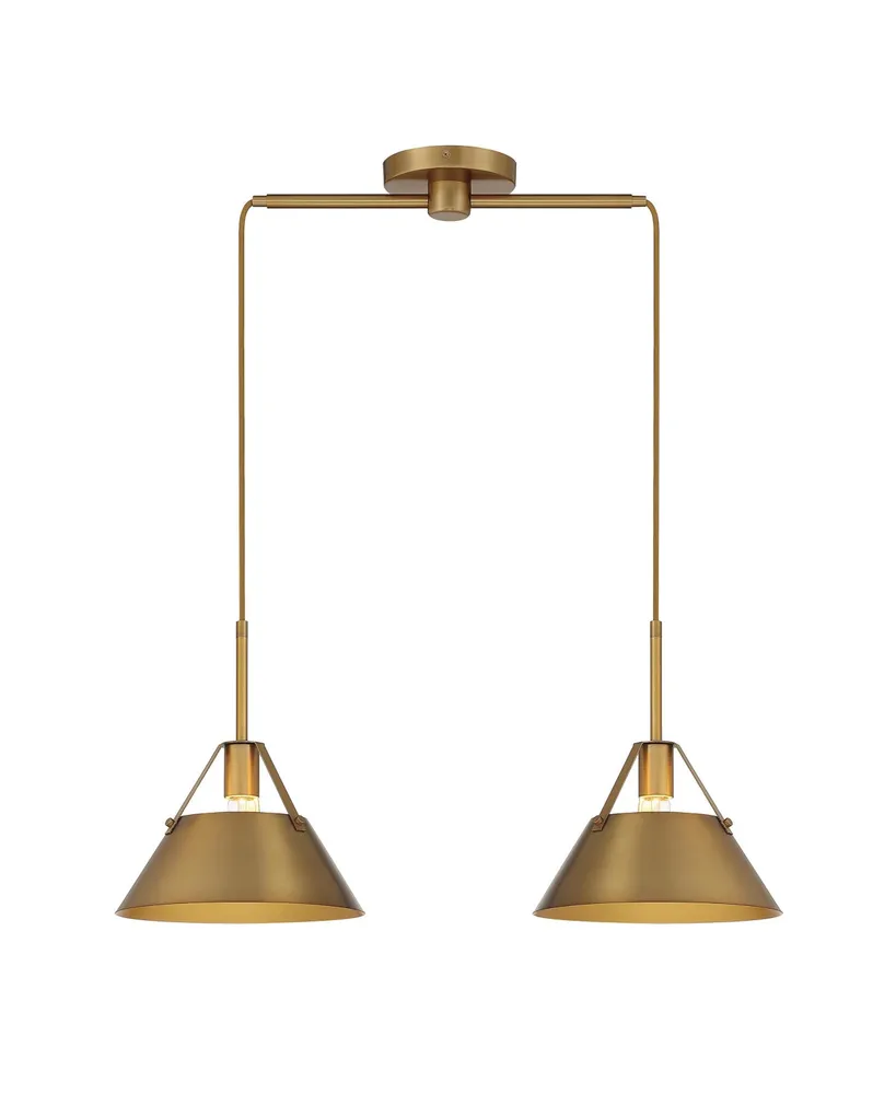 Trade Winds Lighting Trade Winds Libra 2-Light Linear Chandelier in Natural Brass