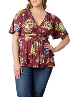 Kiyonna Plus Encore Short Sleeve Printed Top