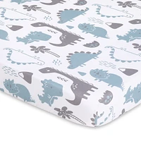 The Peanutshell Pack n Play, Mini Crib, Portable Crib or Fitted Playard Sheets for Baby Boy, Blue Dino, 3 Pack Set