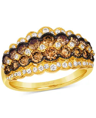 Le Vian Chocolate Diamond & Nude Diamond Multirow Ring (1-5/8 ct. t.w.) in 14k Gold