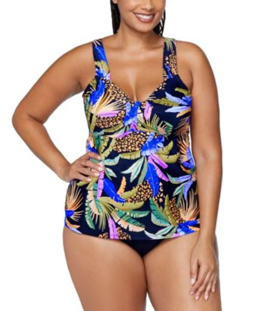 Raisins Curve Trendy Plus Size Rimini Printed Tankini Top Bottoms