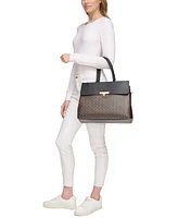 Calvin Klein Becky Signature Triple Compartment Turnlock Convertible Tote