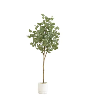 Nearly Natural 72" Artificial Eucalyptus Tree with Decorative Planter