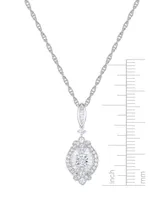 Diamond Round & Baguette Halo Cluster 18" Pendant Necklace (1/2 ct. t.w.) in Sterling Silver