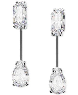 Swarovski Rhodium-Plated Mixed Crystal & Bar Drop Earrings