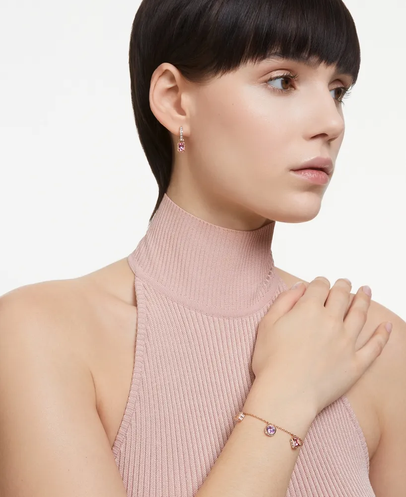 Swarovski Rose Gold-Tone Mixed Crystal Charm Slider Bracelet & Hoop Earrings Set