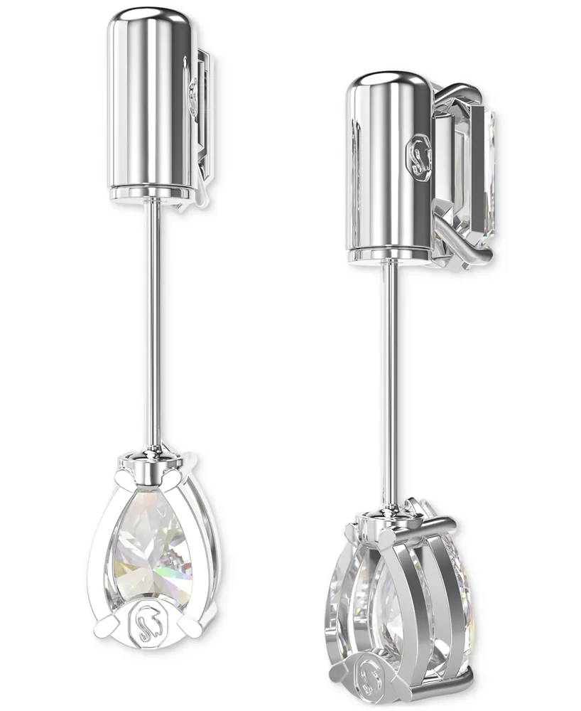 Swarovski Rhodium-Plated Mixed Crystal & Bar Drop Earrings