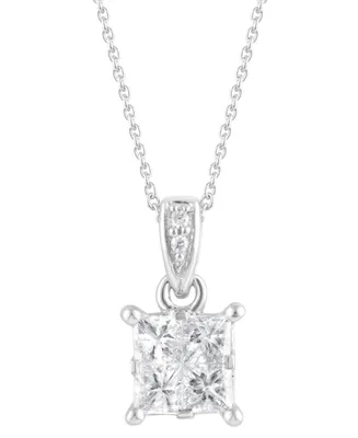 Diamond Princess-Cut 18" Pendant Necklace (1/2 ct. t.w.) in 14k White Gold