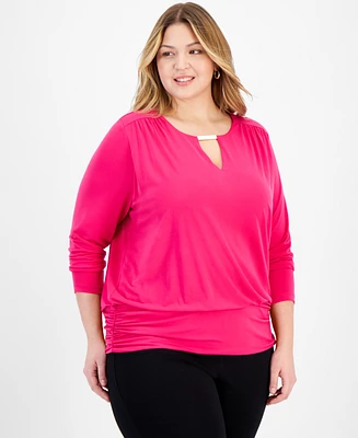 I.n.c. International Concepts Plus Size Hardware-Keyhole Top, Created for Macy's