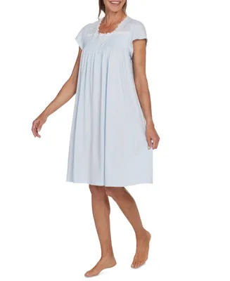 Miss Elaine Plus Size Embroidered Short-Sleeve Nightgown