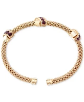 Garnet Crisscross Popcorn Link Cuff Bangle Bracelet (3/8 ct. t.w.) in 14k Gold-Plated Sterling Silver