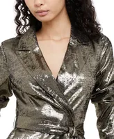 French Connection Women's Metallic Long-Sleeve Wrap Dress