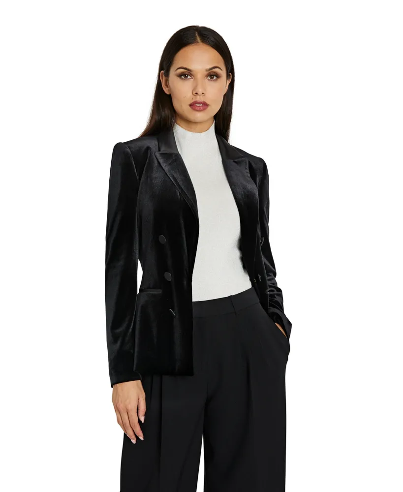 Tahari Asl Women's Velvet Faux-Double-Breasted Blazer