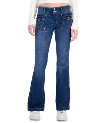 Celebrity Pink Juniors' Two-Button Low-Rise Flare-Leg Jeans