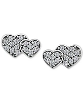 Giani Bernini Cubic Zirconia Double Heart Stud Earrings in Sterling Silver, Created for Macy's