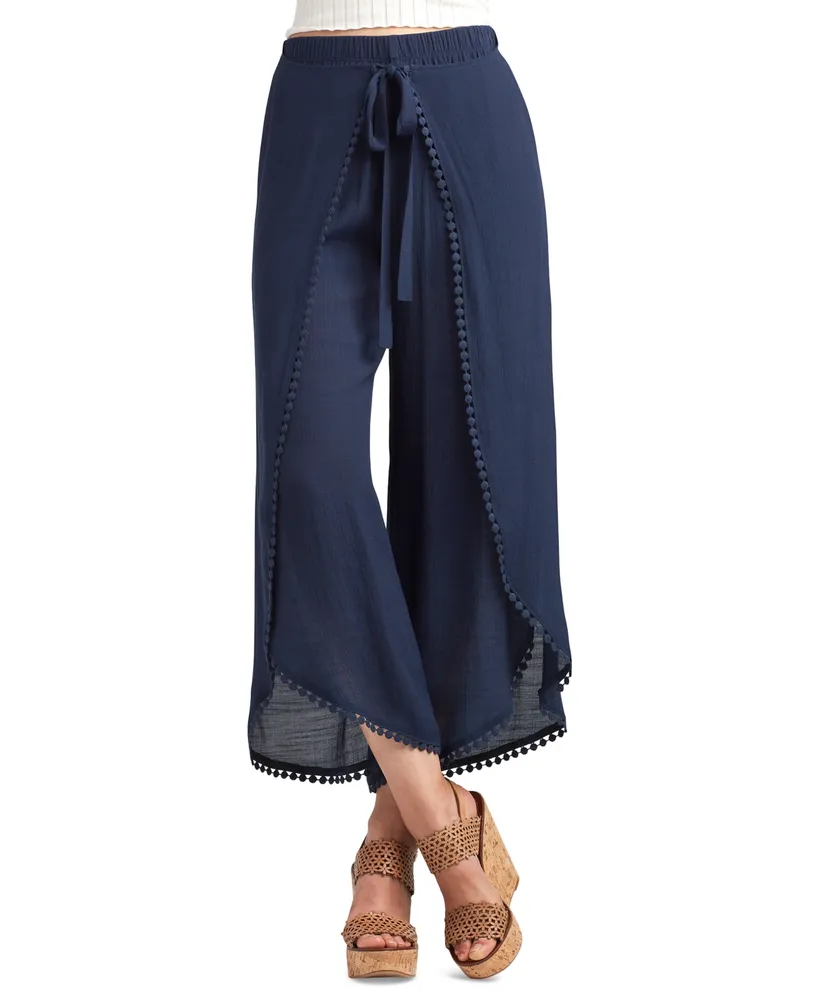 BCX Juniors' Tie-Front Gauze Cropped Pants - Macy's