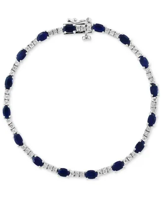 Effy Sapphire (3-1/20 ct. t.w.) & Diamond (1/5 ct. t.w.) Tennis Bracelet in Sterling Silver