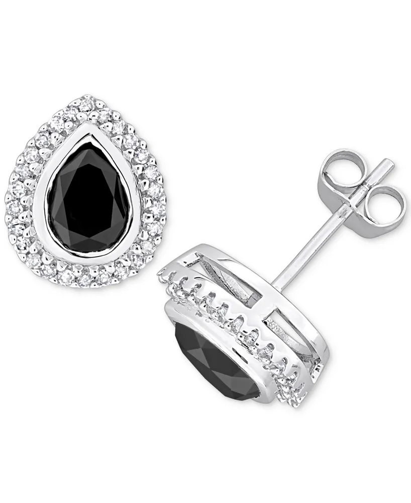 Black & White Diamond Pear-Cut Halo Stud Earrings (2-1/5 ct. t.w.) in 14k White Gold