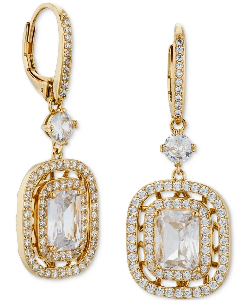 Eliot Danori Cubic Zirconia Double Halo Leverback Earrings