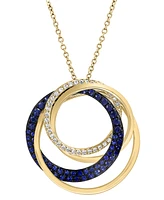 Effy Sapphire (1/2 ct. t.w.) & Diamond (1/6 ct. t.w.) Interlocking Rings 18" Pendant Necklace in 14k Gold