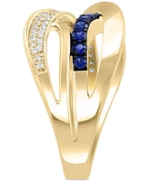 Effy Sapphire (1/3 ct. t.w.) & Diamond (1/10 ct. t.w.) Crossover Statement Ring in 14k Gold