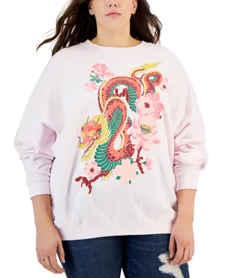 Grayson Threads, The Label Trendy Plus Floral Dragon Sweatshirt