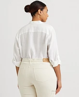 Lauren Ralph Plus Linen Roll-Tab Shirt