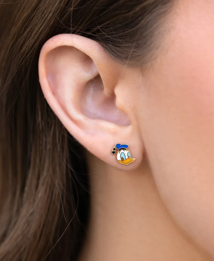 Girls Crew 18k Gold-Plated Color Crystal Disney Stud Earrings