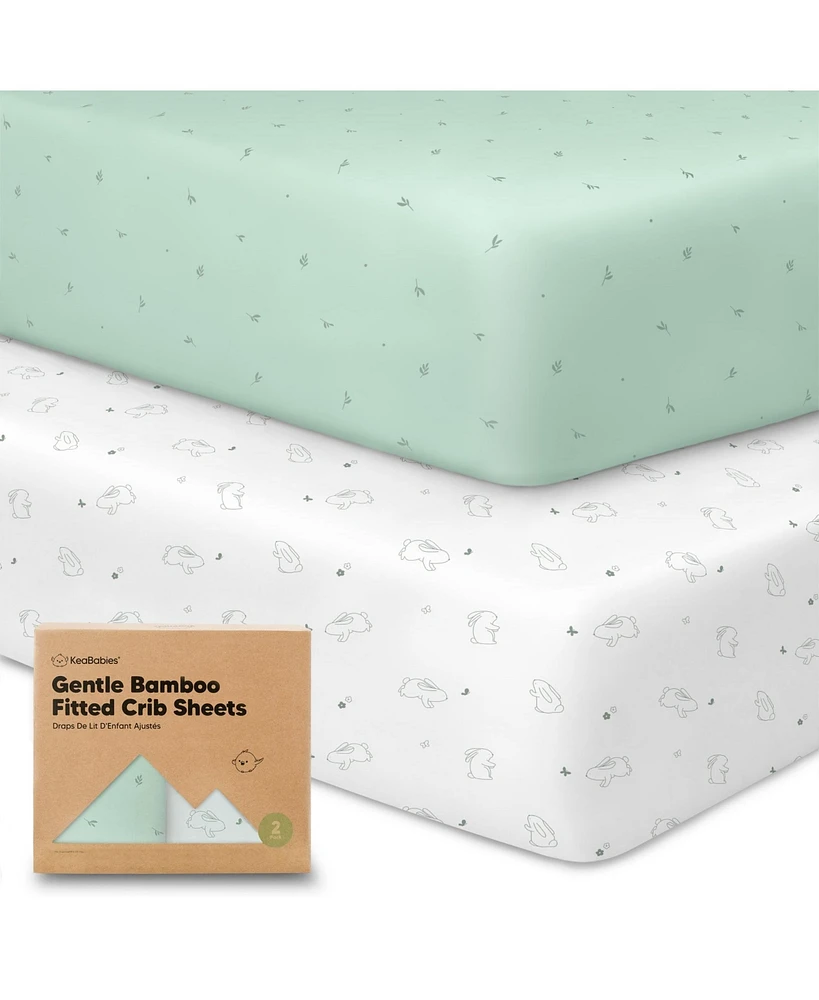 KeaBabies 2pk Fitted Crib Sheets for Boys, Girls, Organic Baby Sheet, Standard Nursery Sheet Cover