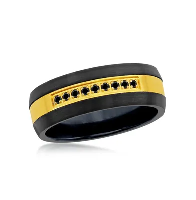 Metallo Black & Gold w/ Cz, Tungsten Ring