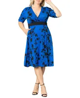 Women's Plus Gabriella Ruched Sleeve Midi Dress with Pockets