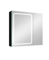 Simplie Fun 30x30 Inch Led Bathroom Medicine Cabinet Surface Mount Double Door Lighted Medicine Cabinet