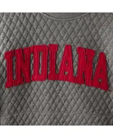 Women's Pressbox Heather Charcoal Indiana Hoosiers Moose Quilted Pullover Sweatshirt