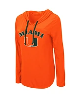 Women's Colosseum Orange Miami Hurricanes My Lover Lightweight Hooded Long Sleeve T-shirt