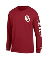 Men's Champion Crimson Oklahoma Sooners Team Stack Long Sleeve T-shirt