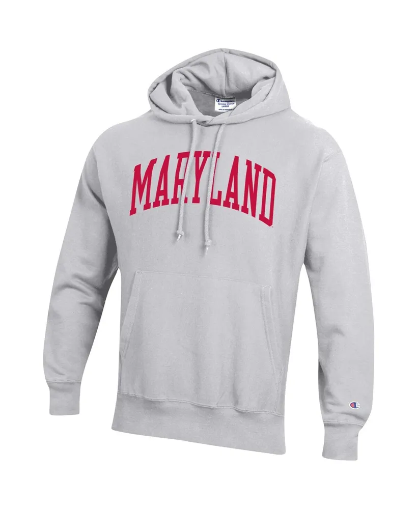 Men's Champion Heathered Gray Maryland Terrapins Team Arch Reverse Weave Pullover Hoodie