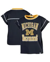 Women's '47 Brand Navy Michigan Wolverines Sound Up Maya Cutoff T-shirt