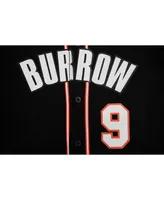 Men's Pro Standard Joe Burrow Black Cincinnati Bengals Mesh Baseball Button-Up T-shirt