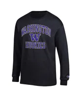 Men's Champion Black Washington Huskies High Motor Long Sleeve T-shirt