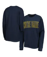 Women's Pressbox Navy Notre Dame Fighting Irish Surf Plus Southlawn Waffle-Knit Thermal Tri-Blend Long Sleeve T-shirt