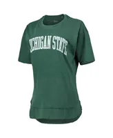 Women's Pressbox Heathered Green Distressed Michigan State Spartans Arch Poncho T-shirt