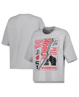 Women's Pressbox Silver Wisconsin Badgers Rock & Roll School of T-shirt