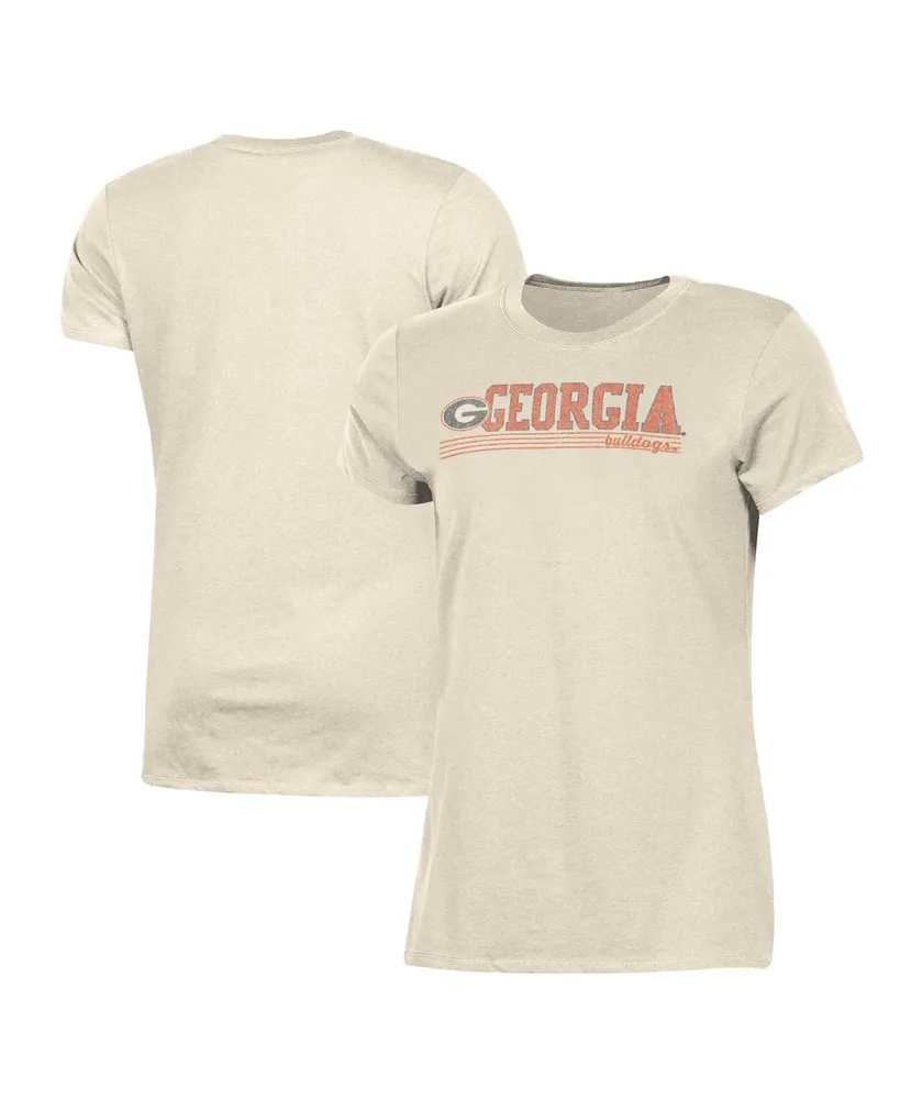 Women's Champion Cream Distressed Georgia Bulldogs Classic T-shirt